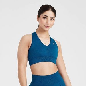 Oner Active CLASSIC SEAMLESS 2.0 V-NECK BRALETTE in Petrol Blue Marl
